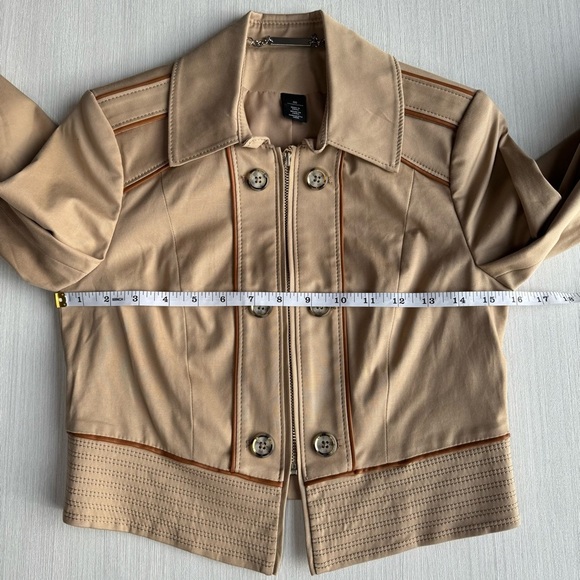 WHITE HOUSE BLACK MARKET Cropped Jacket 00 Toasted Sesame Tailored Military NWOT - Picture 7 of 14